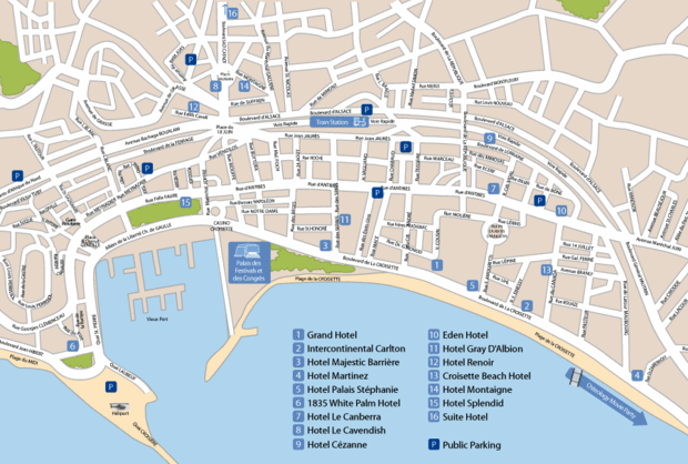hotels map of Cannes