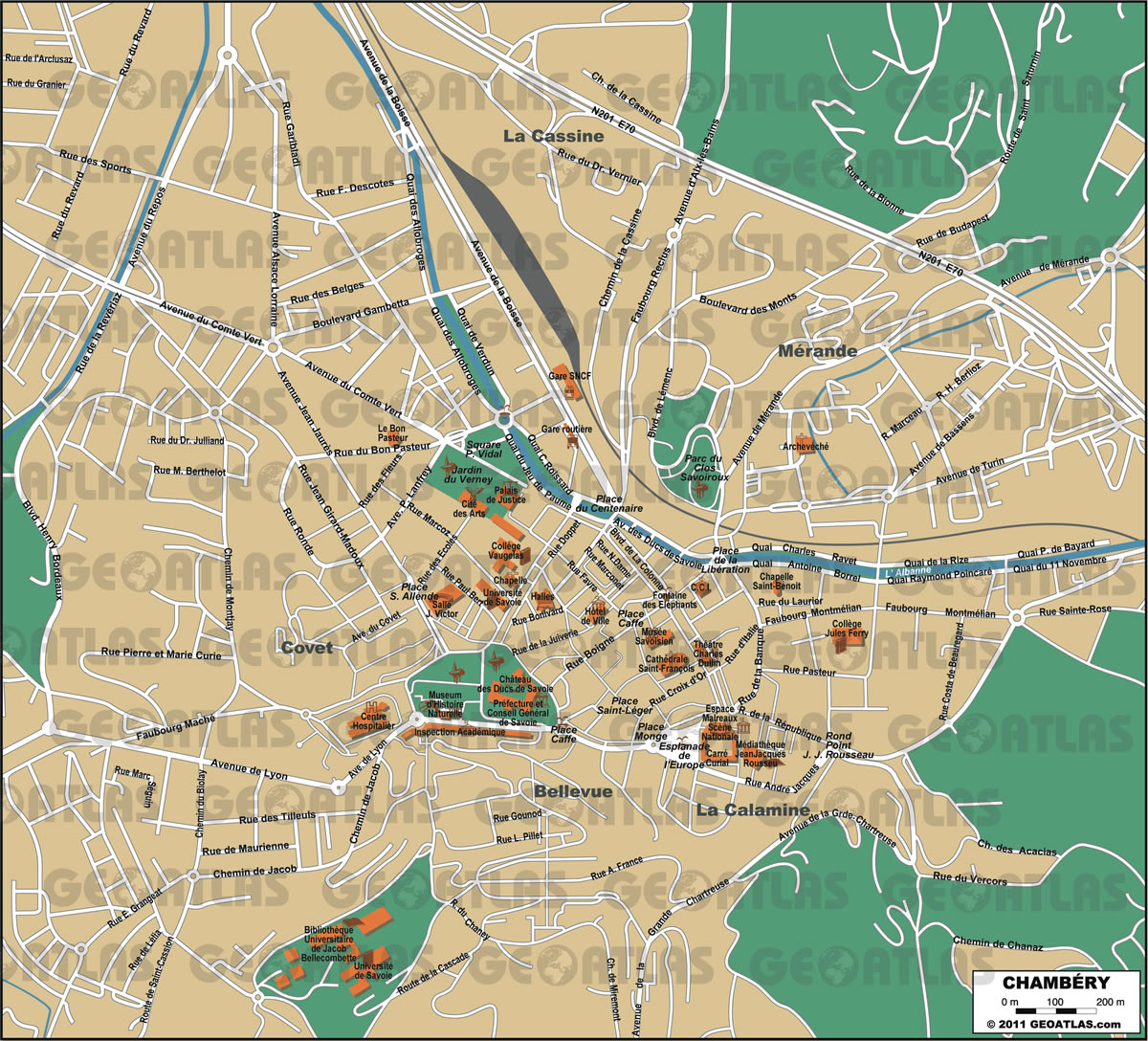 tourist map of chambery france