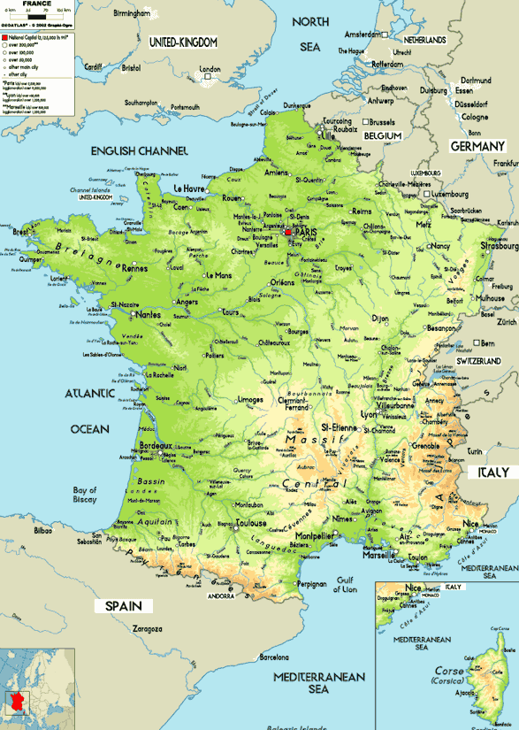 France Physical Map