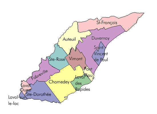 Laval districts map