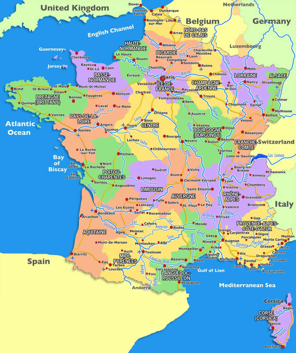 travel map of france with cities