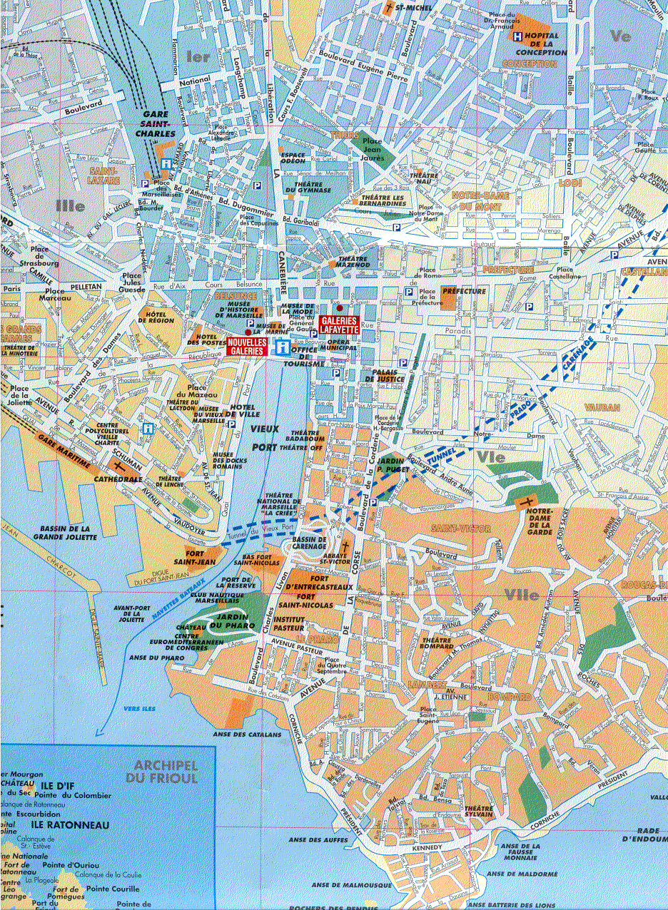 Marseille city center map