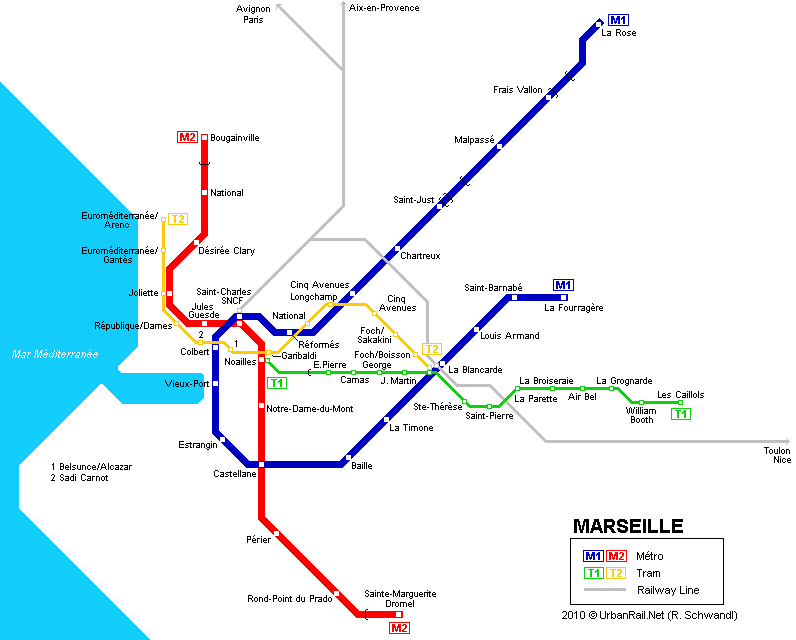 Marseille metro tram map