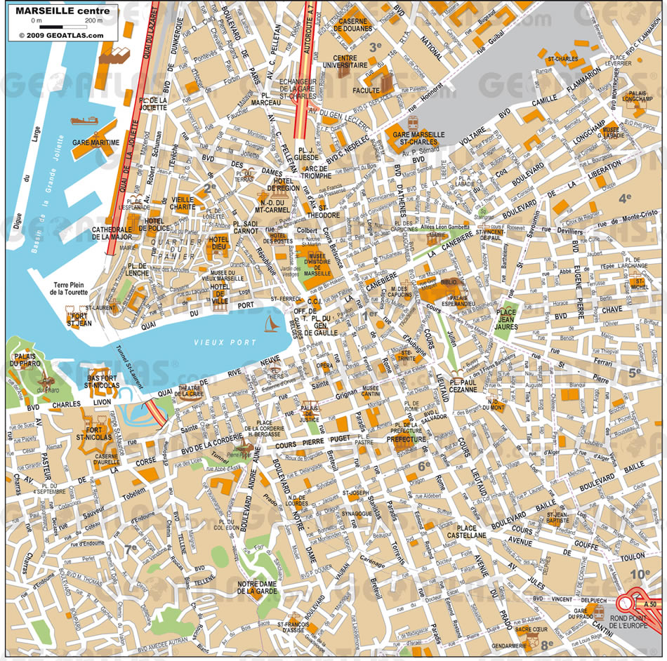 Marseille centre map