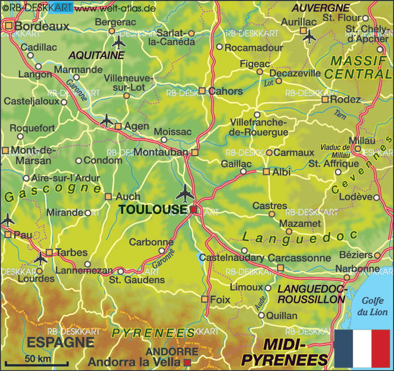 Montauban physical map