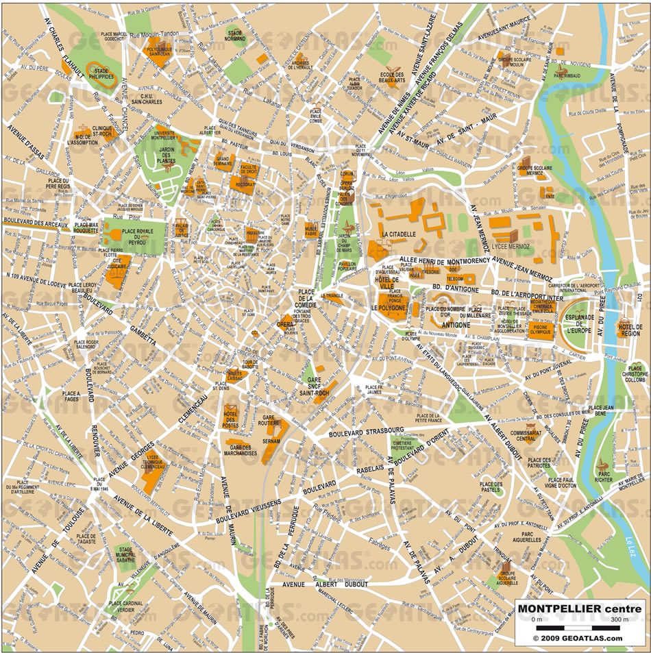 Montpellier city center map