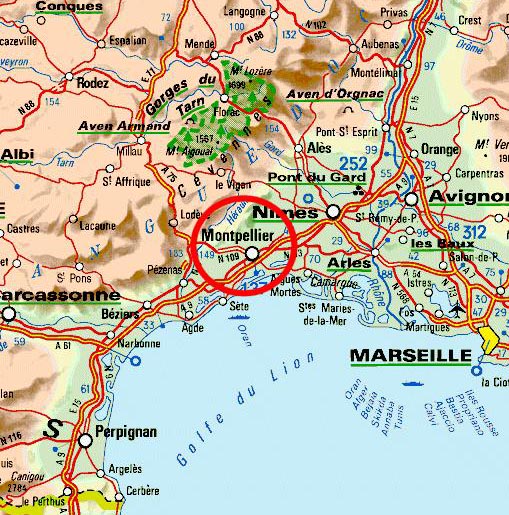 Montpellier regions map