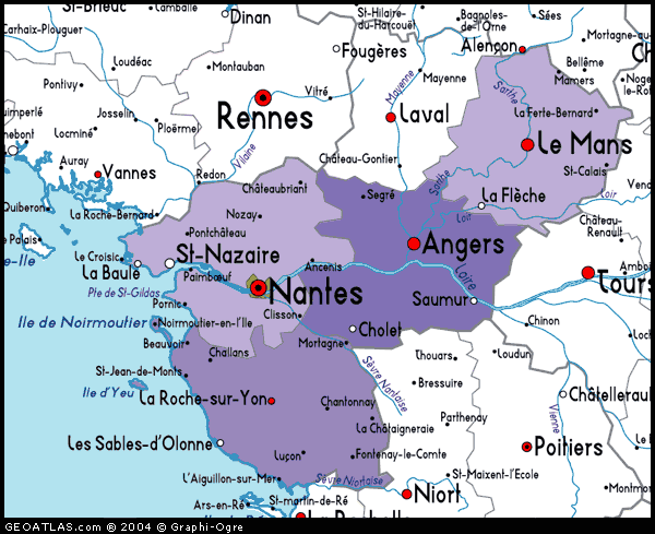 Pays de la Loirre Nantes map