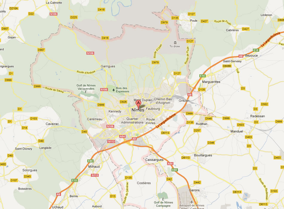 map of Nimes