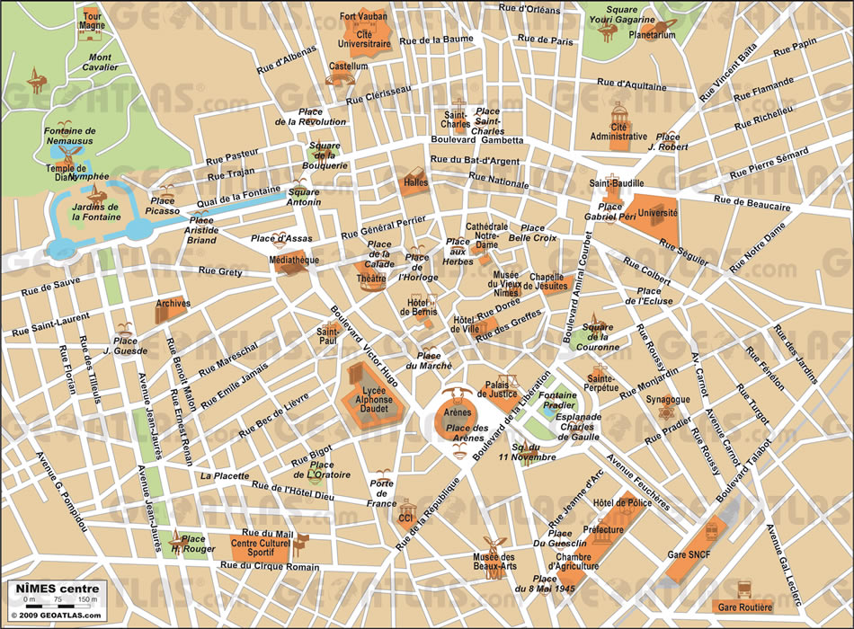 Nimes tourist map