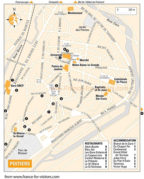 Poitiers tourist map