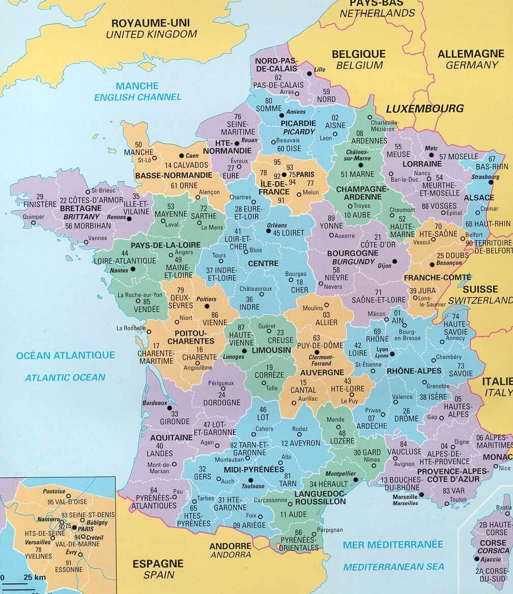 provinces map of france