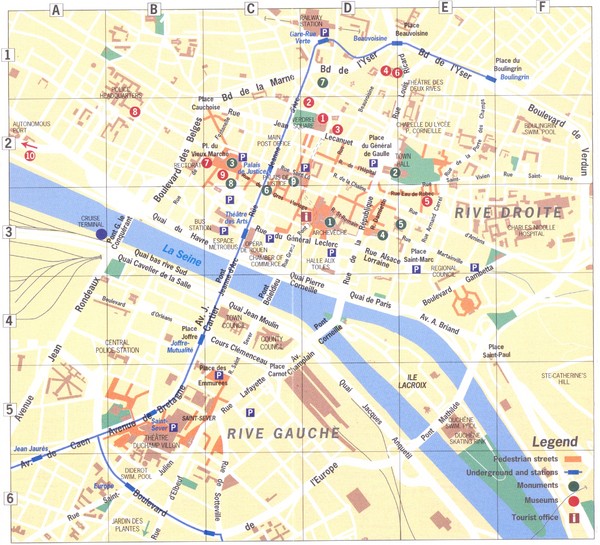 Rouen tourist map