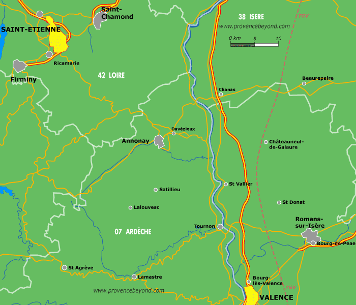 Saint Etienne regions map