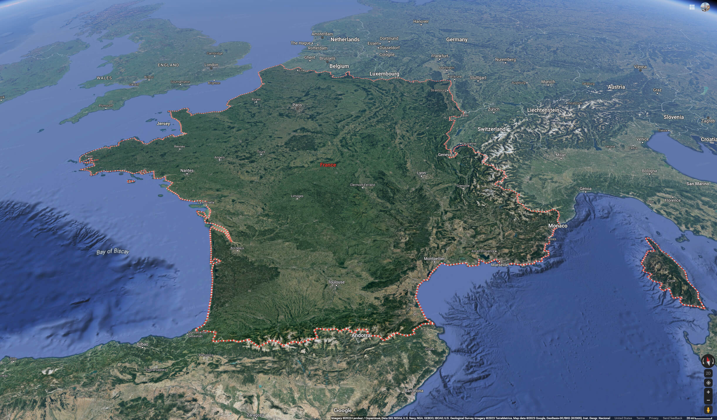 Satellite Map of France