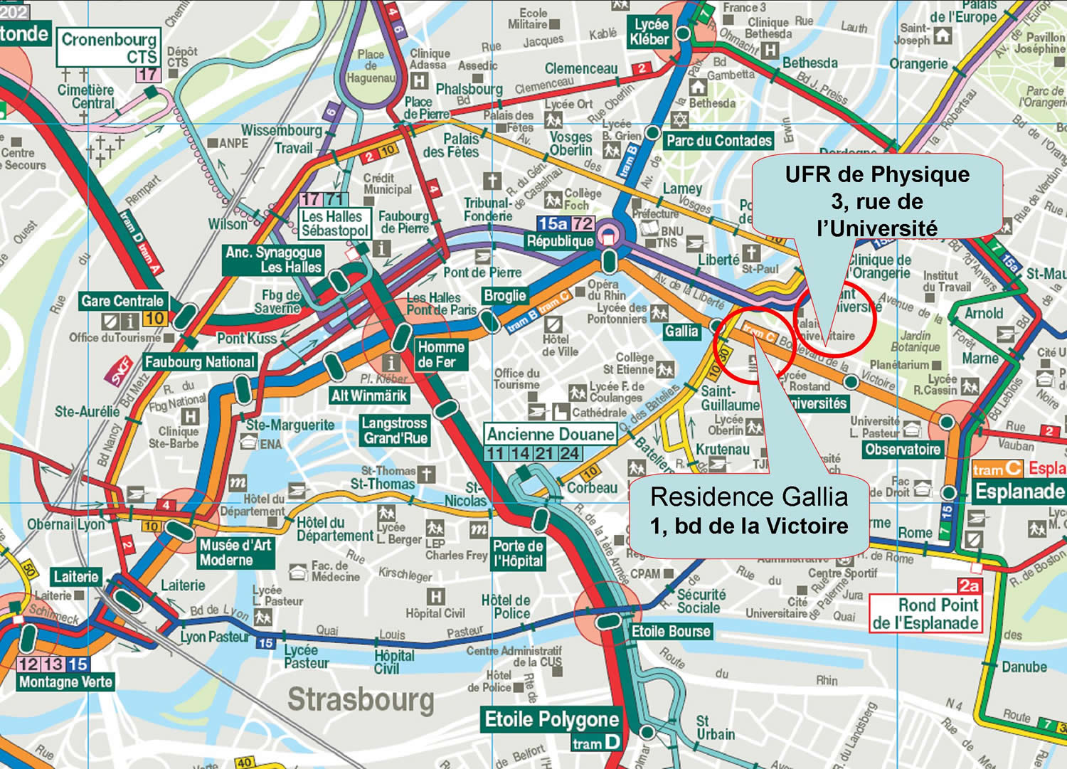 Strasbourg university map