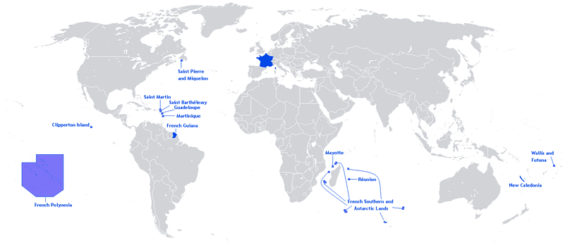 territories of the french republic in the world