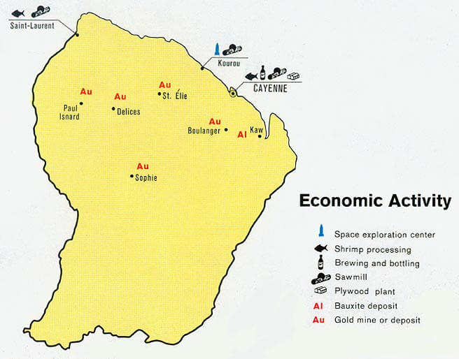 French Guiana Economic Activity Map 1972