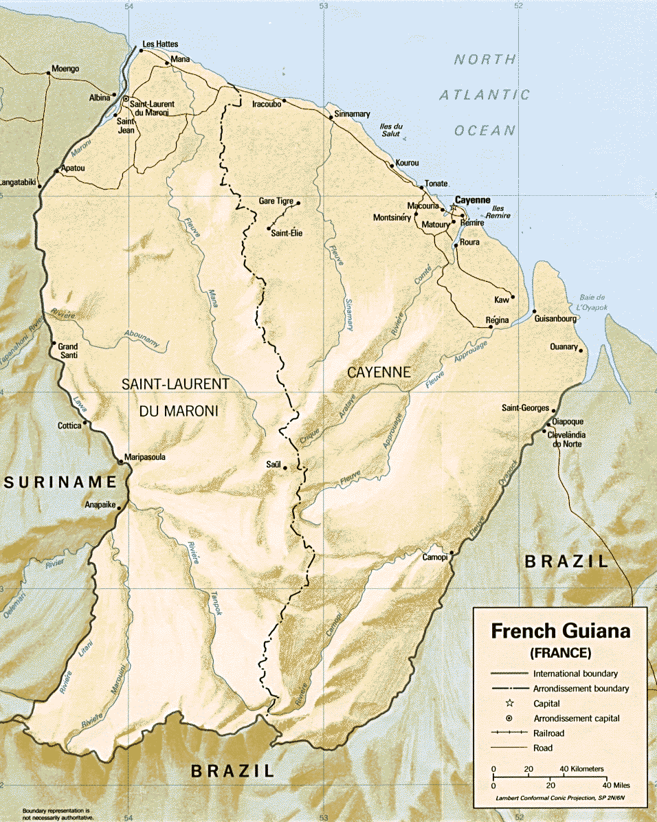 french guiana physical map