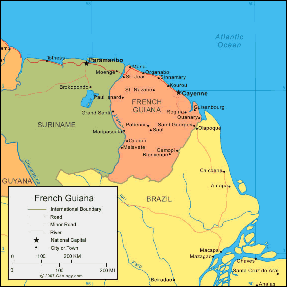 Map of French Guiana