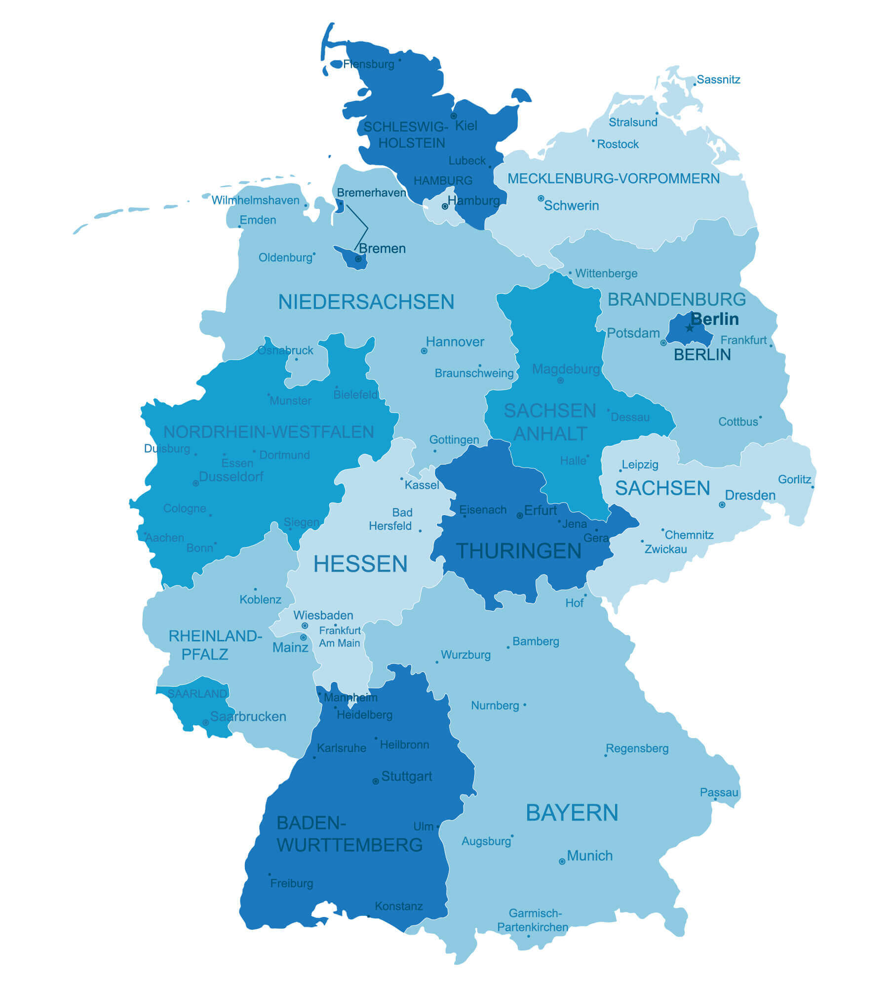 Germany detailed regions map