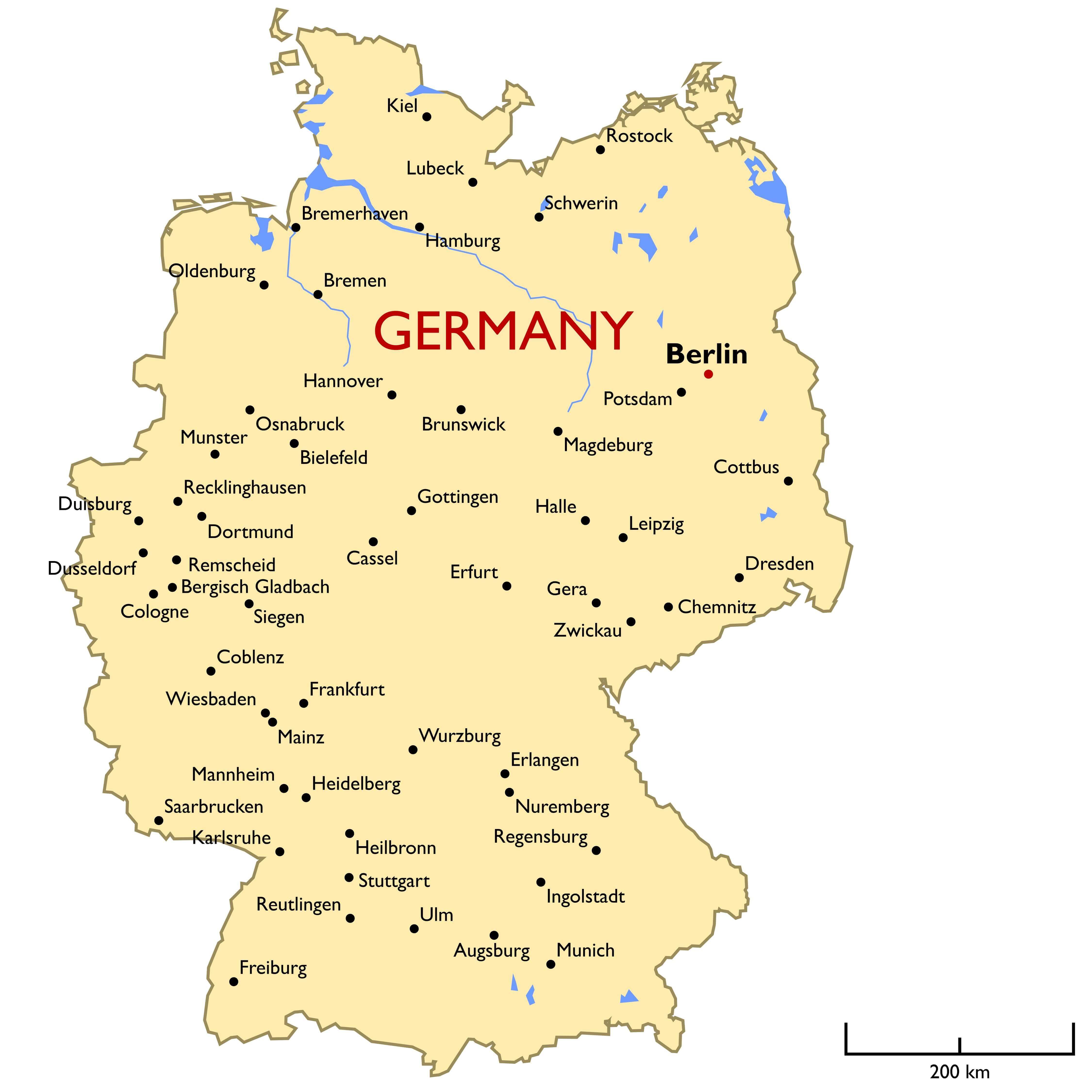 Germany Main Cities Map