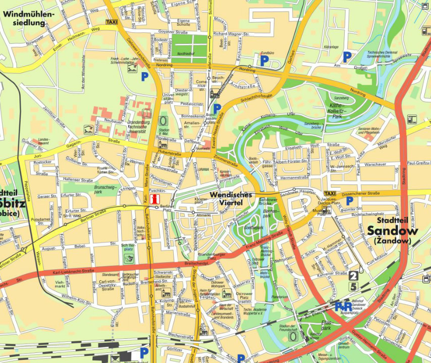 Cottbus city center map