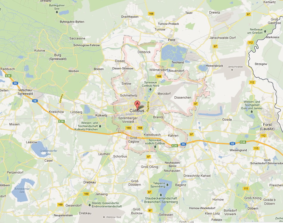 map of Cottbus