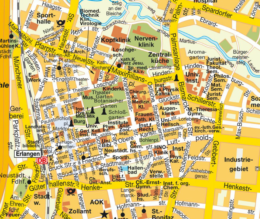 Erlangen city center map