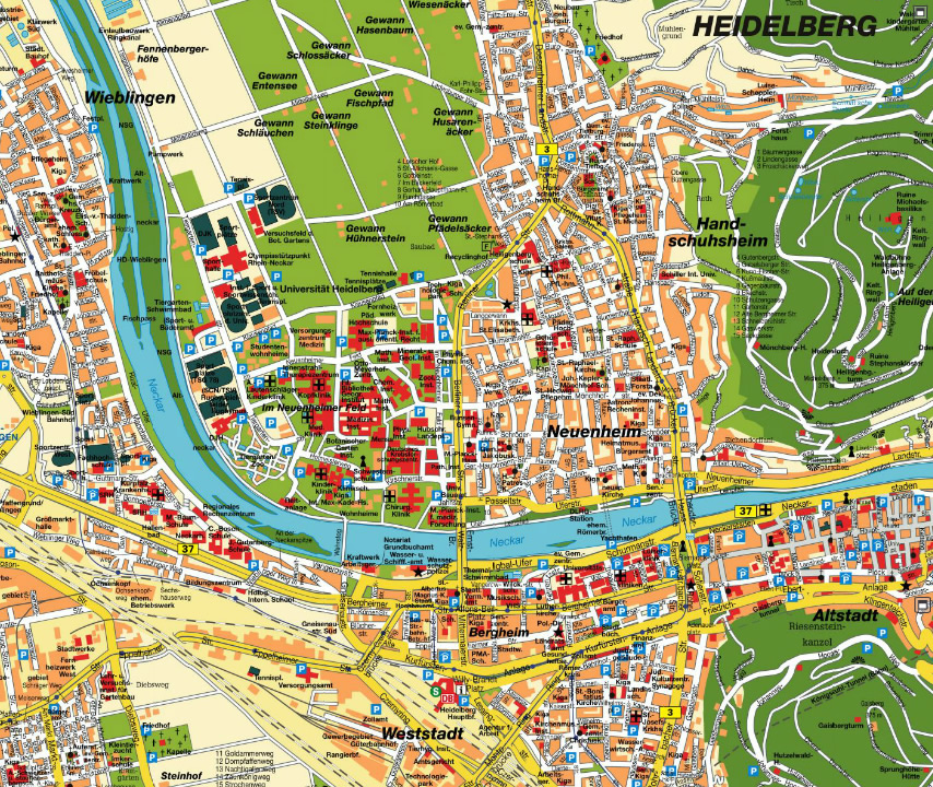 heidelberg tourist map