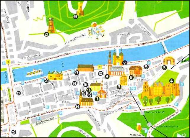 Heidelberg tourist map