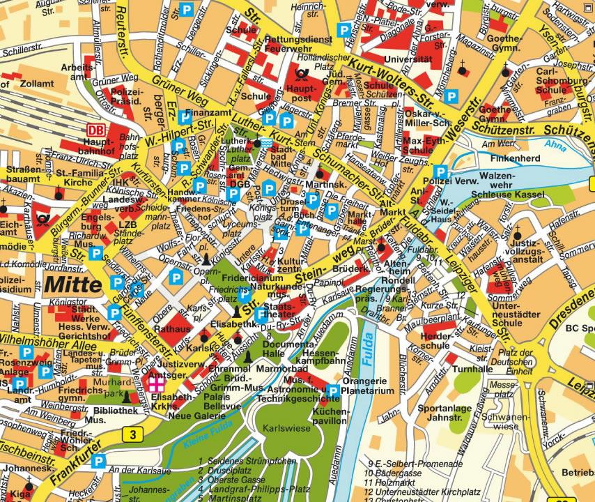 Kassel city center map