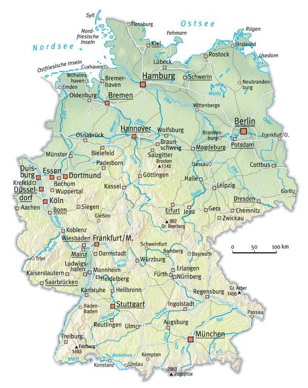 Relief Map of Germany