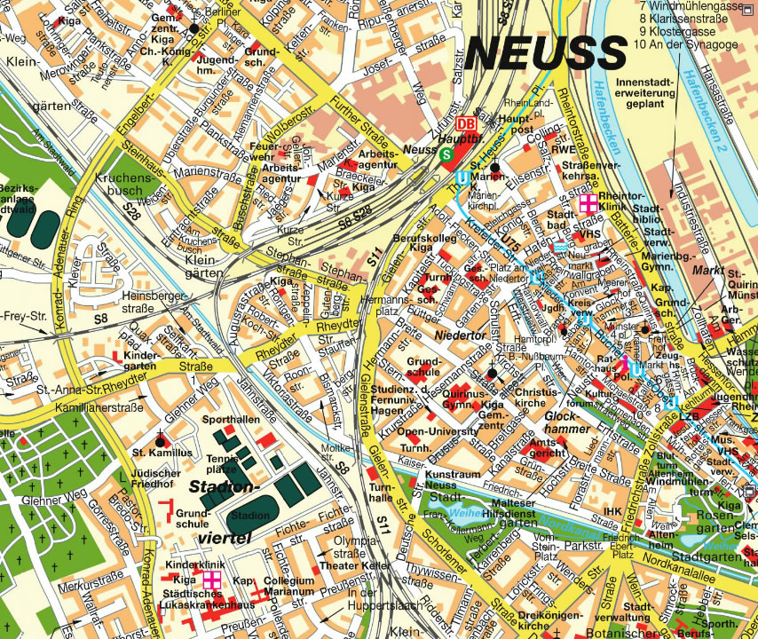 Neuss city center map