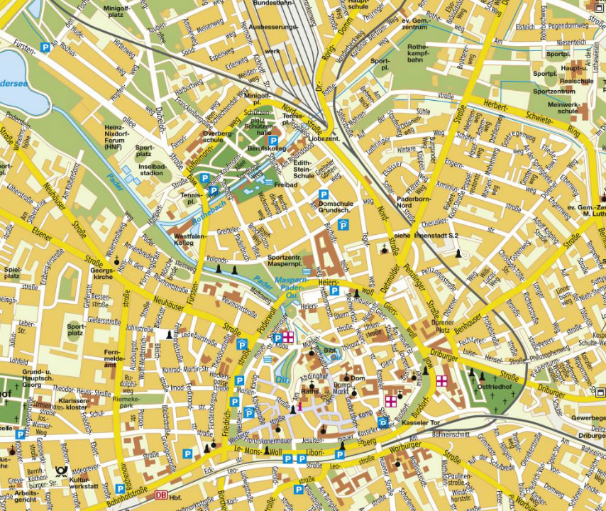 Paderborn city center map