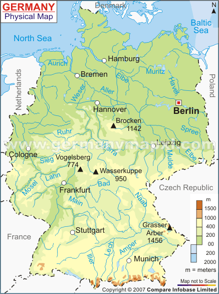 physical map of germany