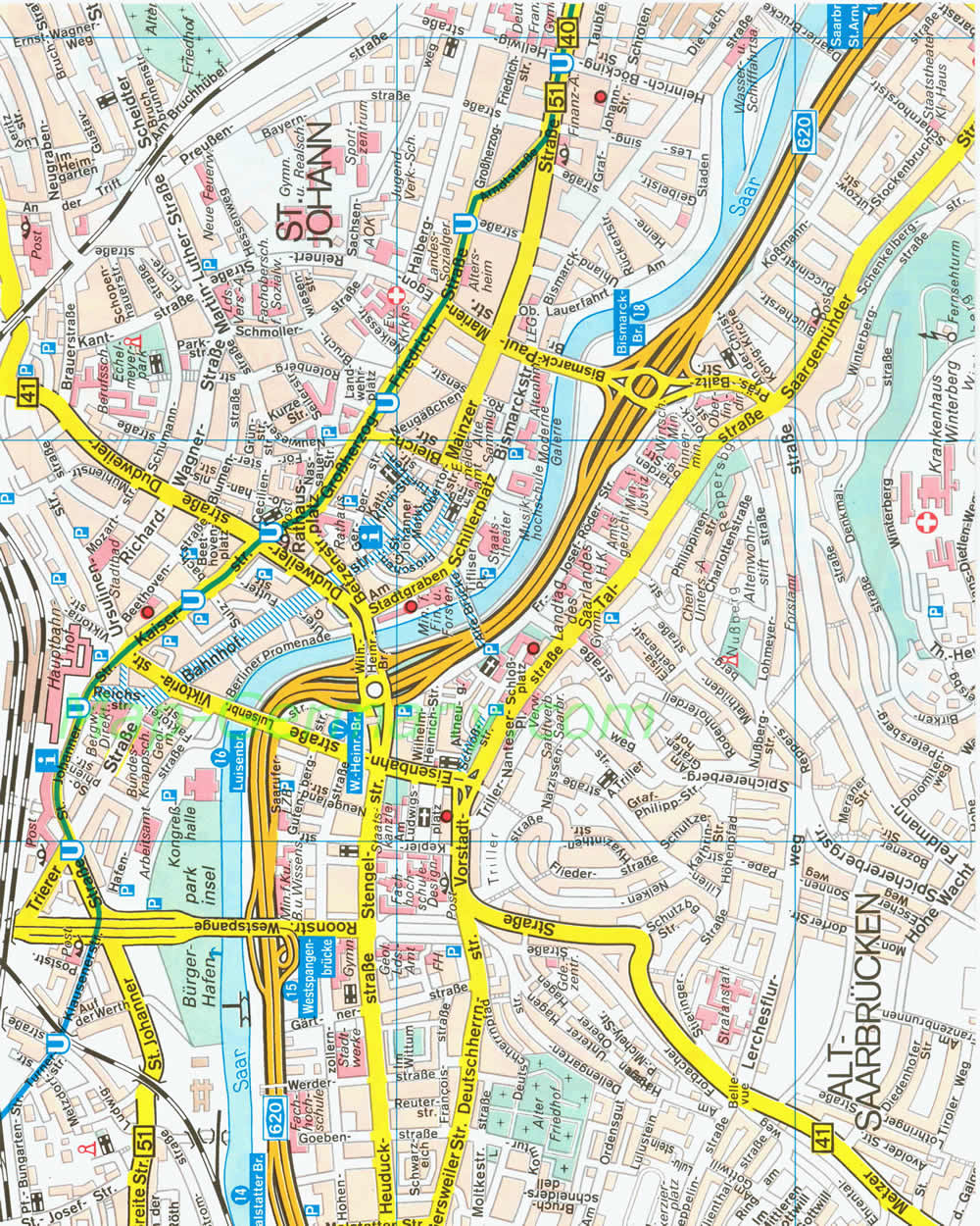 Saarbrucken downtown map