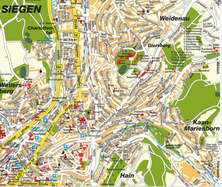 siegen city center map