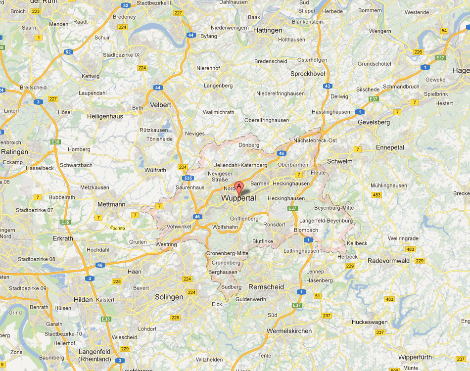 map of Wuppertal
