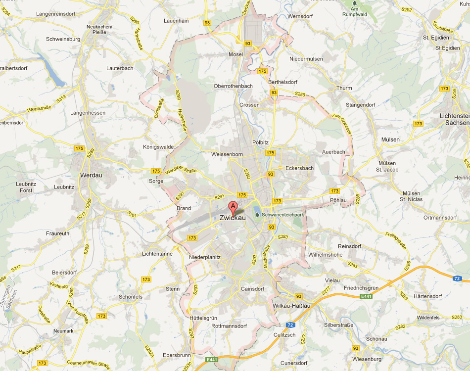 map of Zwickau