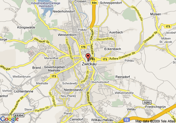 Zwickau hotels map