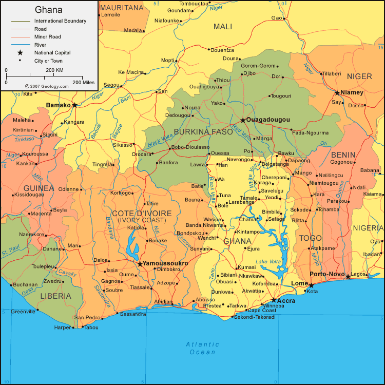 political map of ghana