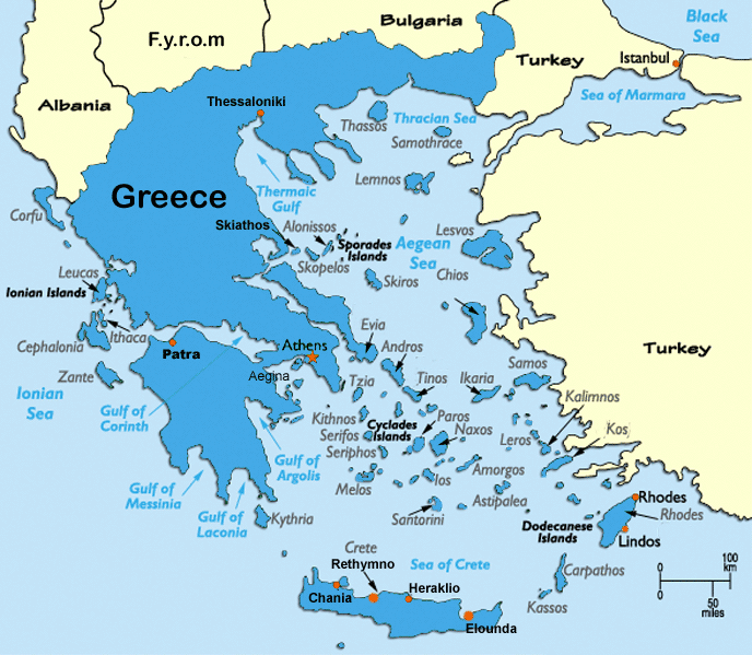 Greece Map Aegean Sea