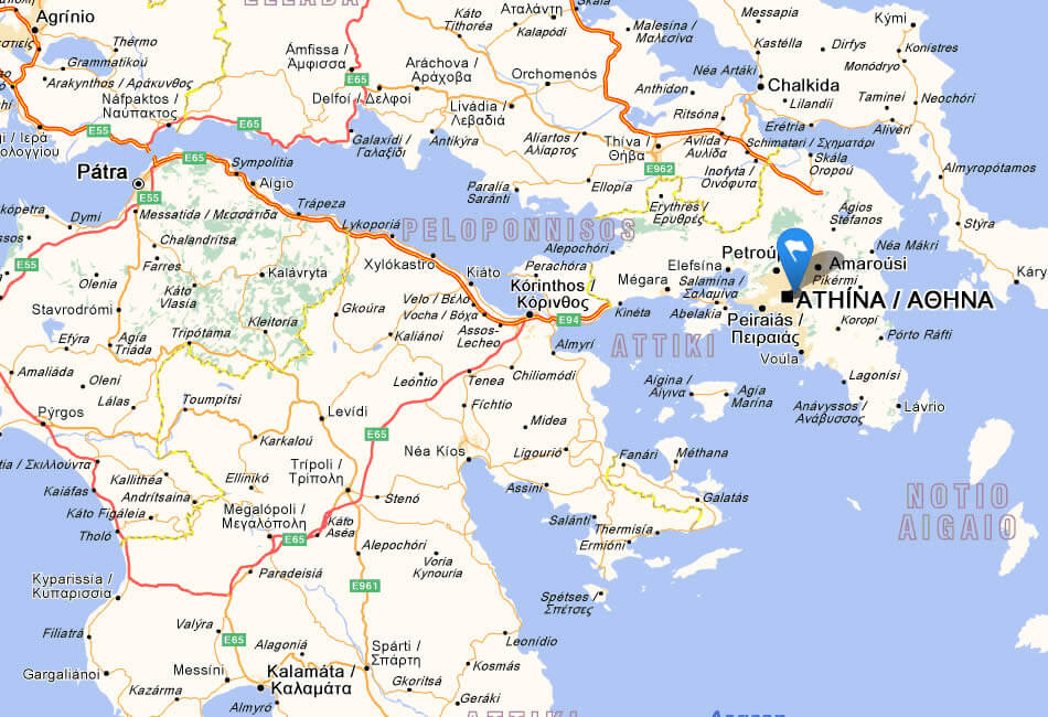 Map of Greece Athina