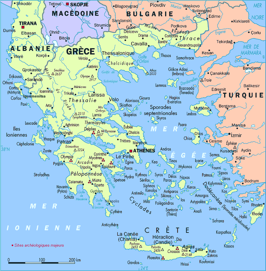 political map of greece