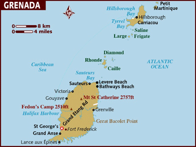 grenada islands map
