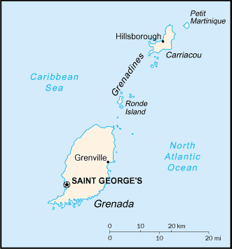 Grenada Political Map 2005