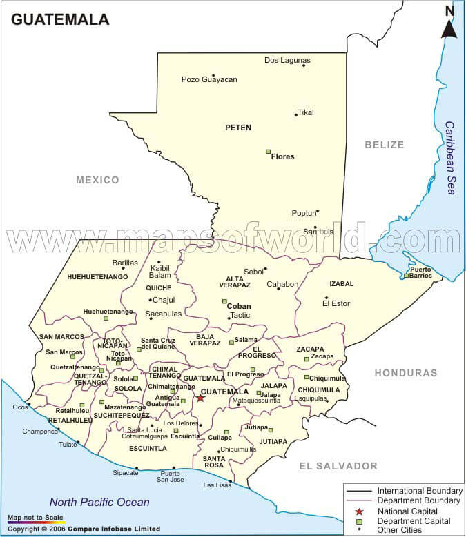 Departments Map of Guatemala