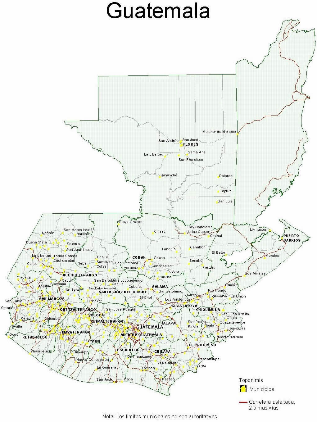 Municipalities Map of Guatemala