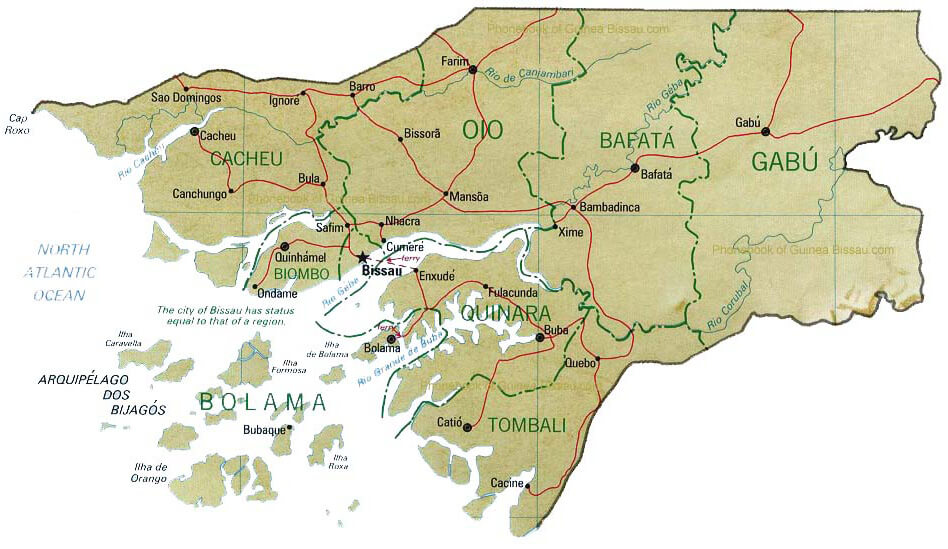 administrative map of guinea bissau